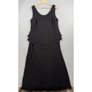 Dressbarn Dress Womens 16W Black Beaded Layered Formal Gown MOB Plus Wedding